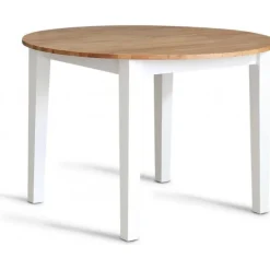 Matgrupp: Läckö matbord, runt - vit / oljad ek + 4 st Selma stol - vit / oljad ek + 3.00 x Möbeltassar