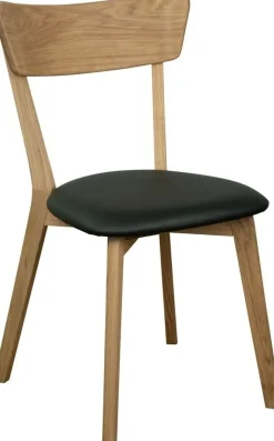 Matgrupp Osaka Ø120200 cm ek med 4 st Amino stolar i ek och svart ecoläder