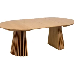 Matgrupp Osaka Ø120200 cm ek med 4 st Amino stolar i ek och svart ecoläder