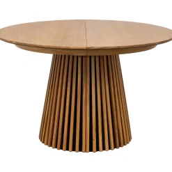 Matgrupp Osaka Ø120200 cm ek med 4 st Amino stolar i ek och svart ecoläder