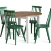 Matgrupp: Runt bord i Ek / Vit med 4 st gröna Pinnstolar