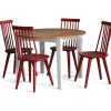 Matgrupp: Runt bord i Ek / Vit med 4 st röda Pinnstolar + 4.00 x Stolsdyna