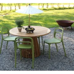 Matgrupp Saltö teak: Teakbord runt 120 cm inklusive 4 st Nordanå stolar