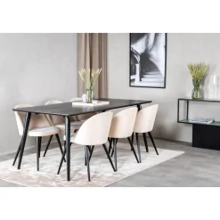 Matgrupp Slope 180x90 cm inkl 6 st Alice stolar - Svartbetsad ekfanér