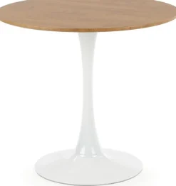 Matgrupp Sumner Ø80 cm ek/vit med 2 st Plaza stolar i grå sammet