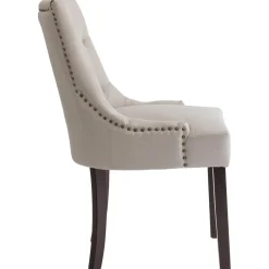 Matstol beige med bruna ben - Tuva