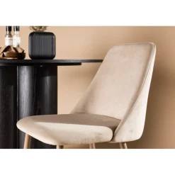 Matstol beige sammet med ekben