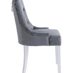 Matstol grå med vita ben och nitar - Tuva + Fläckborttagare för möbler