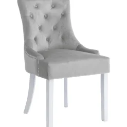 Matstol ljusgrå sammet - Tuva Decotique + Möbeltassar