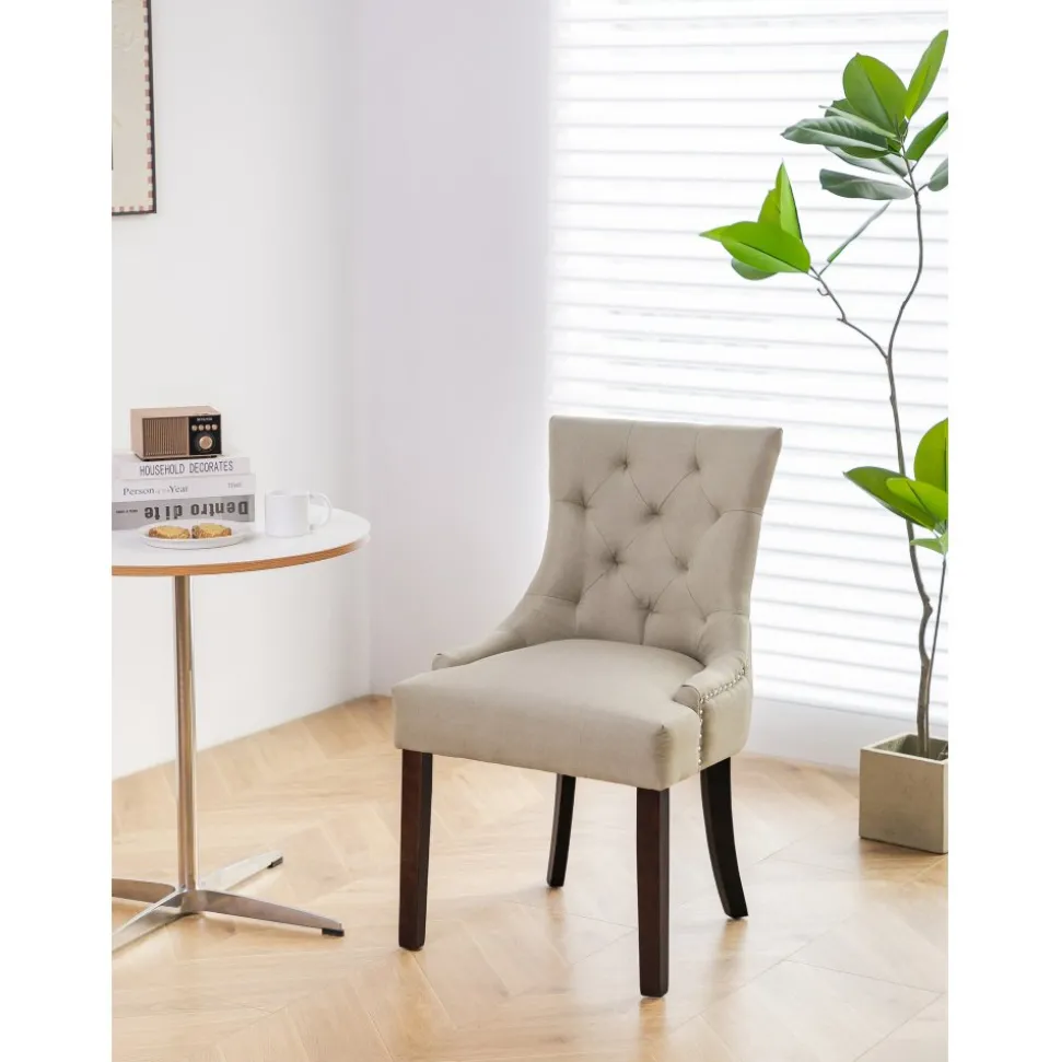 Matstol Tuva - Beige med bruna ben + Möbeltassar