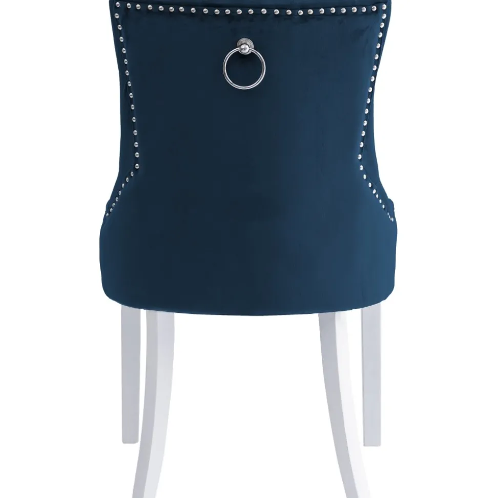Matstol Tuva blå sammet med vita ben + Möbeltassar
