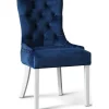 Matstol Tuva blå sammet med vita ben