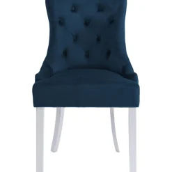 Matstol Tuva blå sammet med vita ben