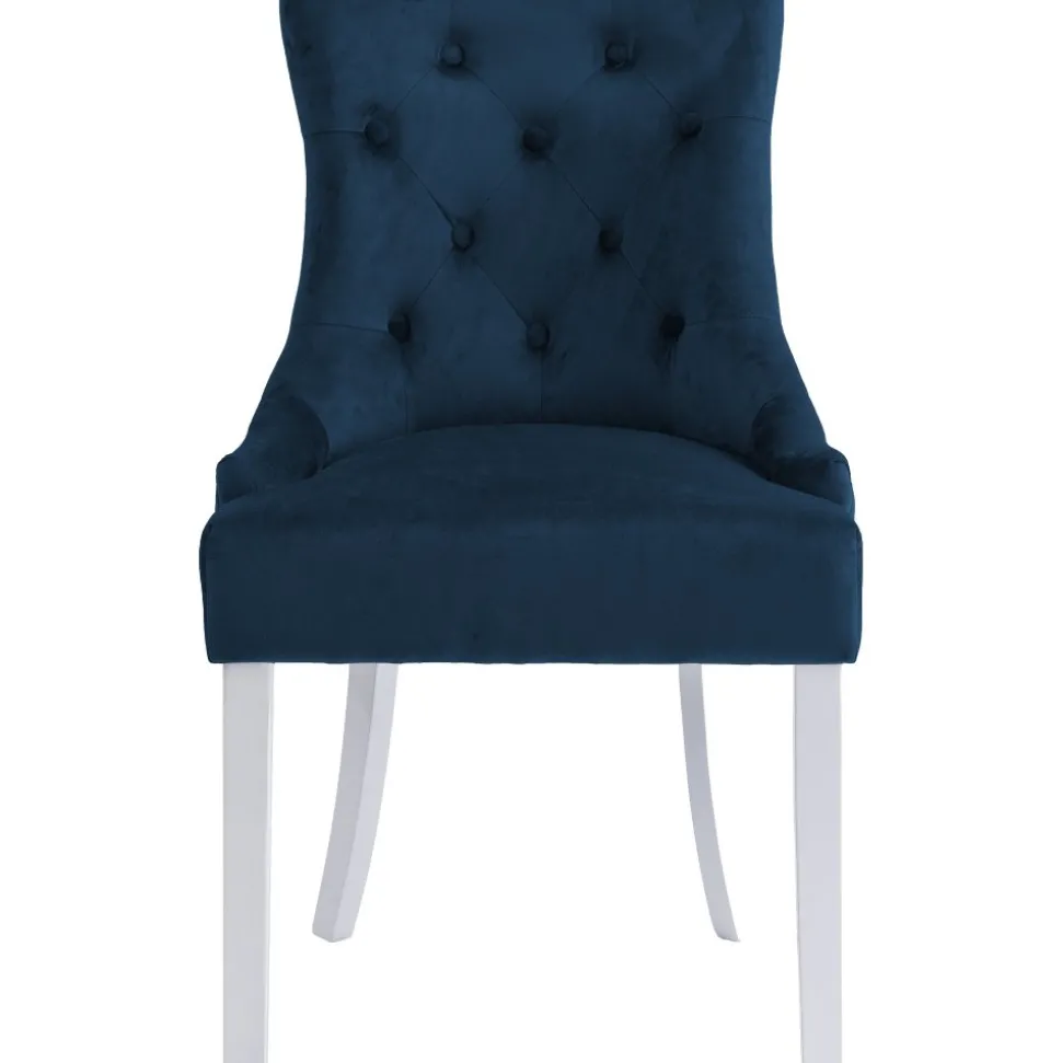 Matstol Tuva blå sammet med vita ben
