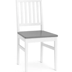 Matstol vit med grå sits + Möbeltassar
