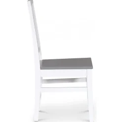 Matstol vit med grå sits + Möbeltassar