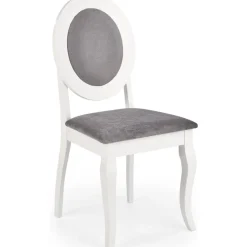Matstol vitt trä med grå sits
