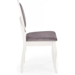 Matstol vitt trä med grå sits