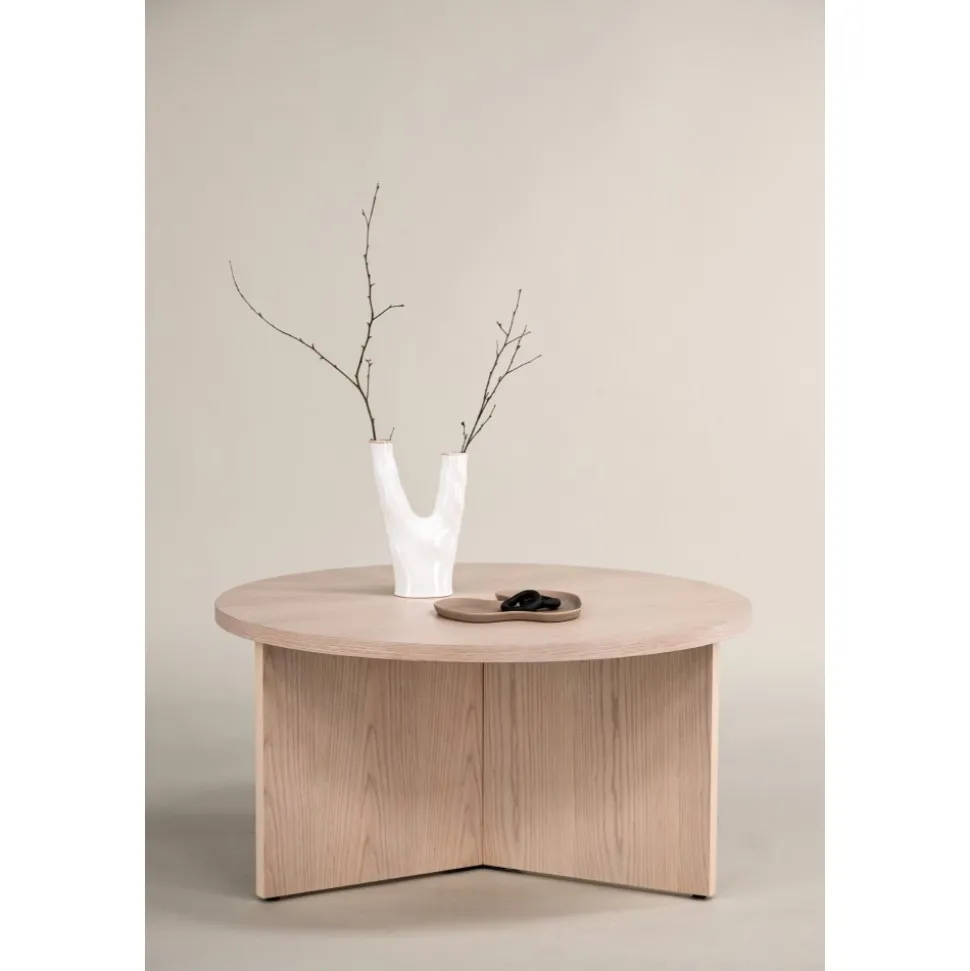 Melker soffbord Ø65 cm- Whitewash