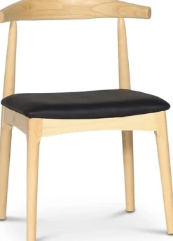 Mella karmstol i trä med svart sits + Möbeltassar