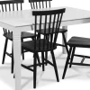 Mellby matgrupp 140 cm bord med 4 st svarta Karl pinnstolar - Vit / Svart + 4.00 x Stolsdyna