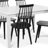 Mellby matgrupp 140 cm bord med 4 st svarta Dalsland pinnstolar - Vit / Svart