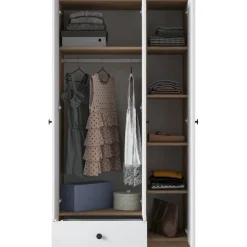 Mendy garderob 90 cm - Valnöt/vit