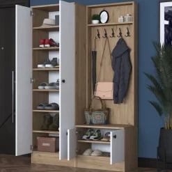 Mendy hallmöbel 120 cm - Valnöt/vit
