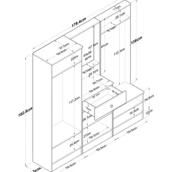 Mendy hallmöbel - Vit/valnöt