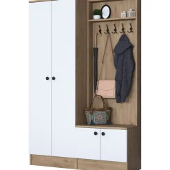Mendy hallmöbel - Vit/valnöt