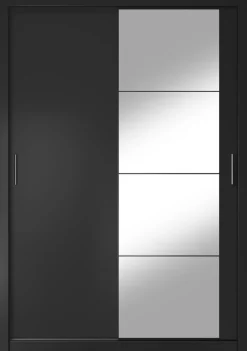 Mervyn garderob B150 cm - Svart / Spegel