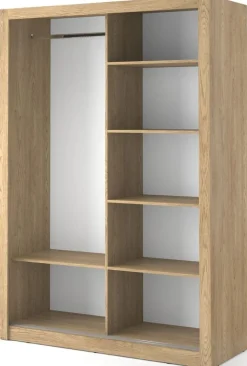 Mervyn garderob med skjutdörrar och inredning bredd 150 cm - Shetland ek