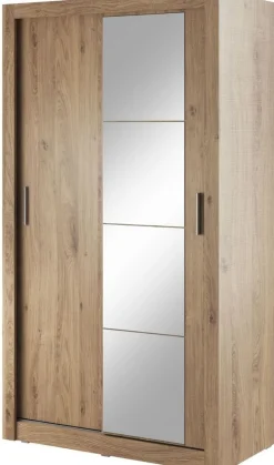 Mervyn garderob med skjutdörrar 120 cm - Shetland ek / Spegel