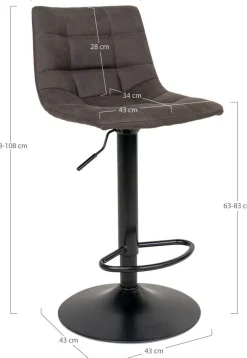 Middelfart Barstol - Mörkgrå/svart