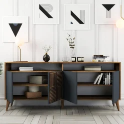 Milan skänk 180 cm - Valnöt/antracit