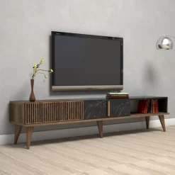 Milan TV-bänk - Valnöt/svart