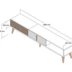 Milan TV-bänk - Valnöt/travertin