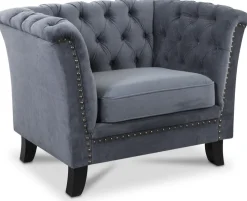 Milton Chesterfield fåtölj - Grå sammet