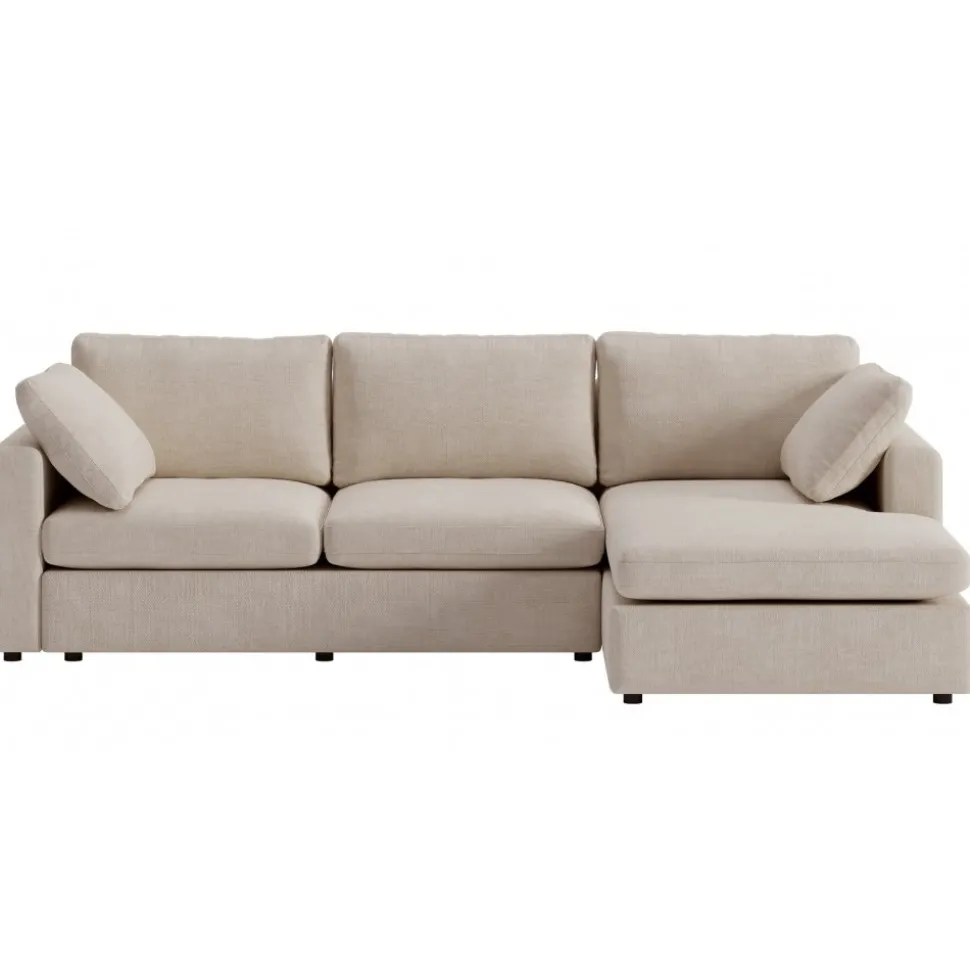 Moby beige divansoffa 296 cm - soffa med vändbar divan + Möbeltassar