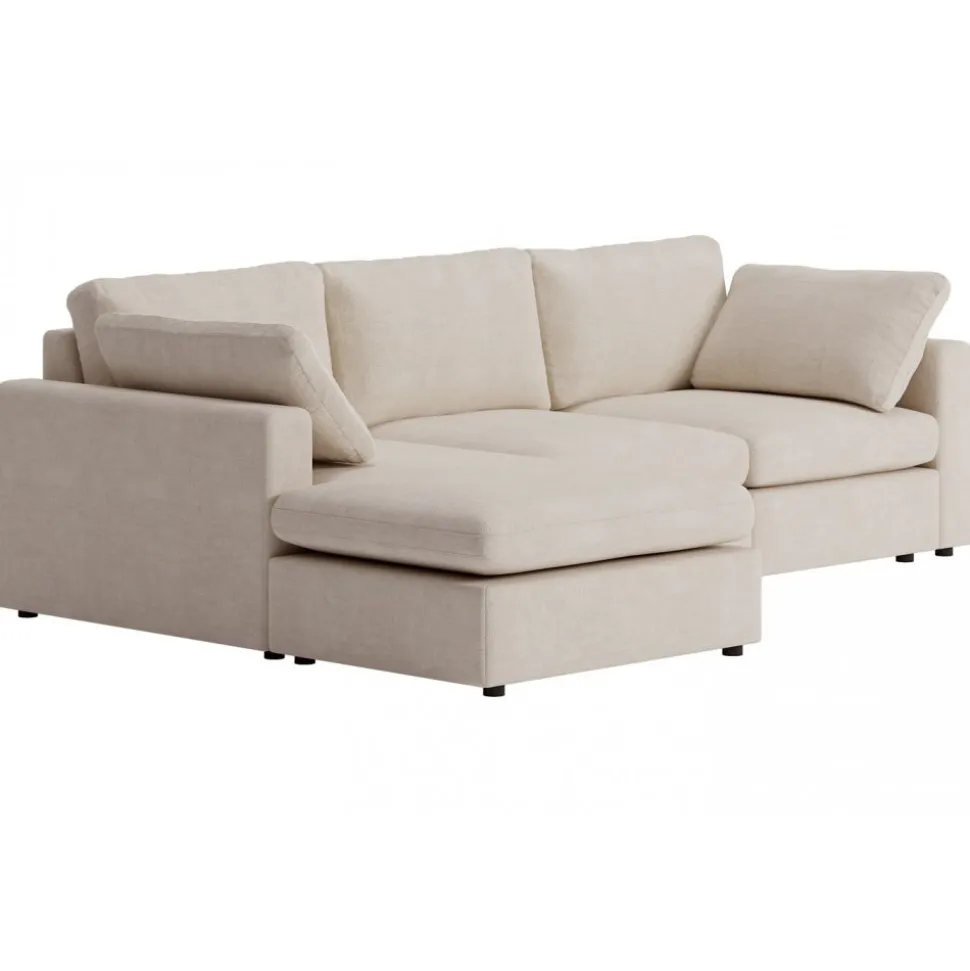 Moby beige divansoffa 296 cm - soffa med vändbar divan + Möbeltassar