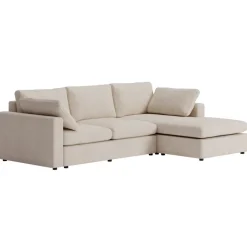 Moby beige divansoffa 296 cm - soffa med vändbar divan + Textilrengöring för möbler
