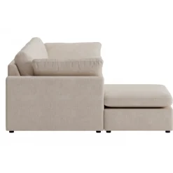 Moby beige divansoffa 296 cm - soffa med vändbar divan + Textilrengöring för möbler