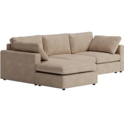 Moby mörkbeige divansoffa 296 cm - Vändbar divansoffa med pocketfjädrar + Textilrengöring för möbler