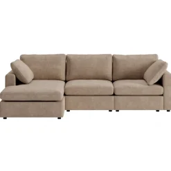 Moby mörkbeige divansoffa 296 cm - Vändbar divansoffa med pocketfjädrar + Textilrengöring för möbler