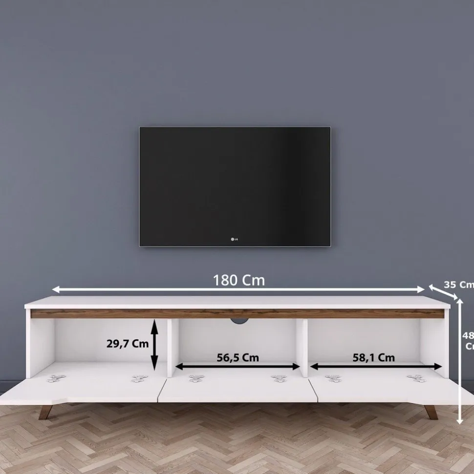 Modern TV-bänk valnöt vit 180 cm