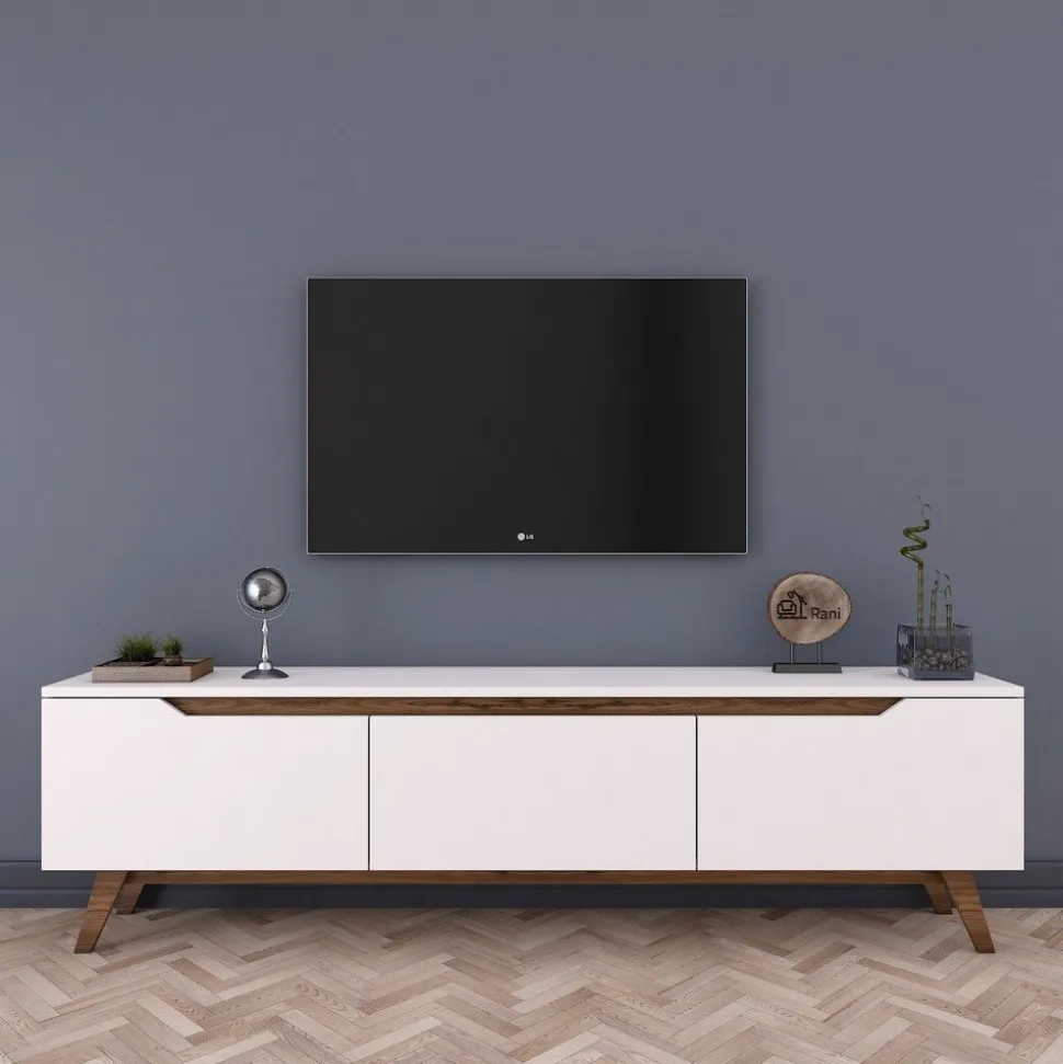 Modern TV-bänk valnöt vit 180 cm