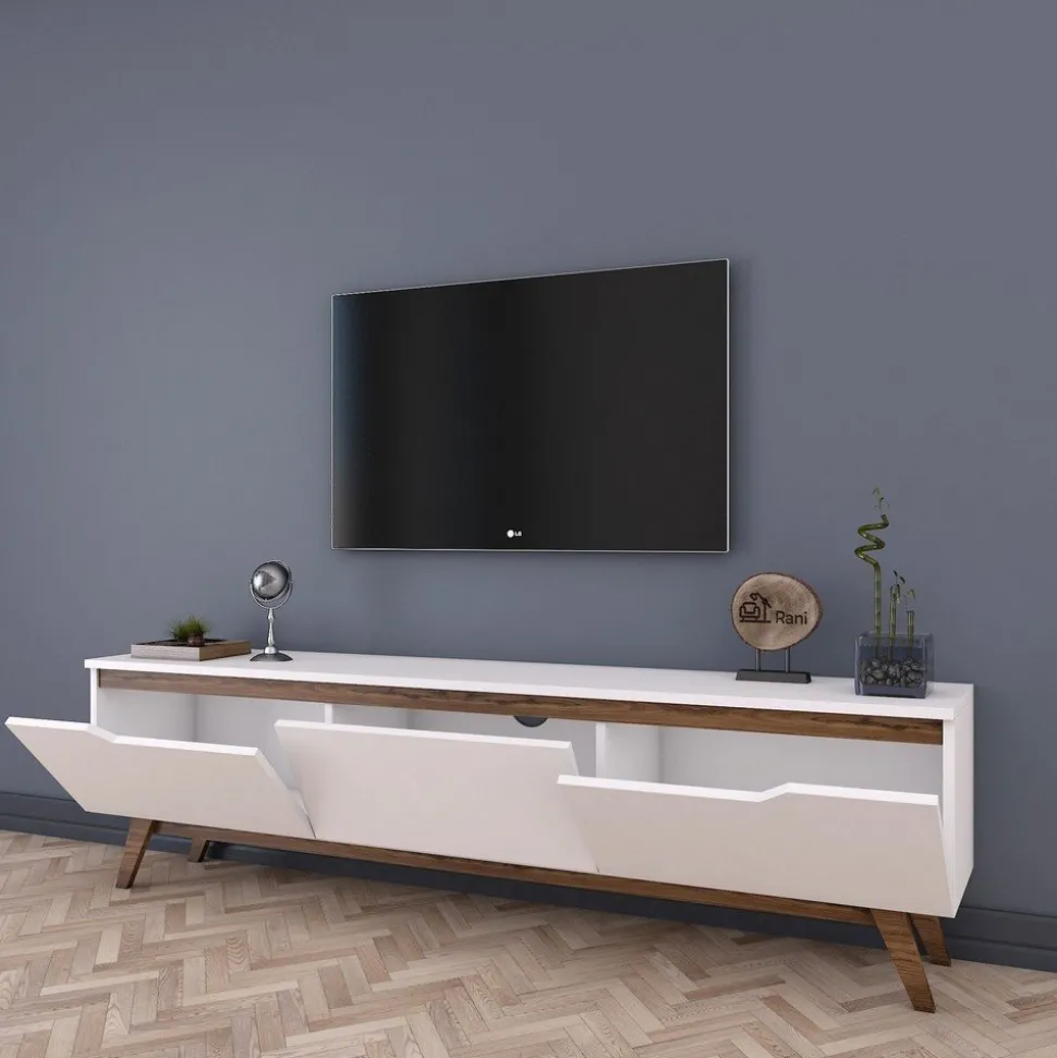 Modern TV-bänk valnöt vit 180 cm