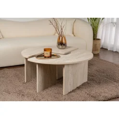 Moira soffbord Ø90 cm - Travertin