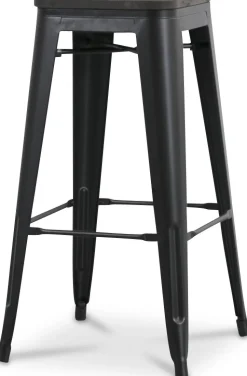 Montreux Barpall i plåt vintage - Plåt / Mörkbrunt trä + Fläckborttagare för möbler