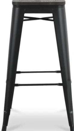 Montreux Barpall i plåt vintage - Plåt / Mörkbrunt trä + Möbeltassar